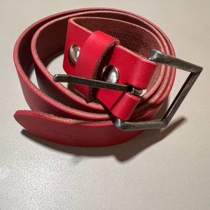 New Vintage Falari Red Leather Belt W Buckle